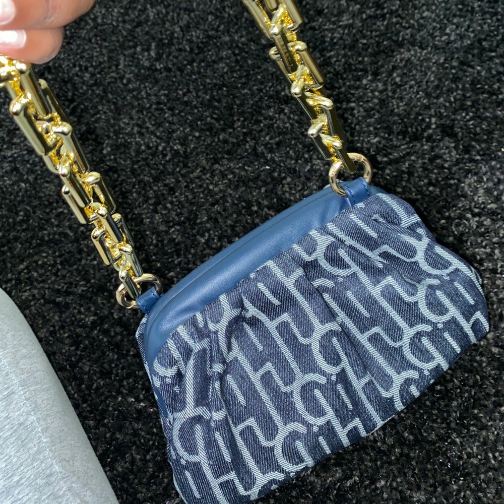 Navy and gold purse